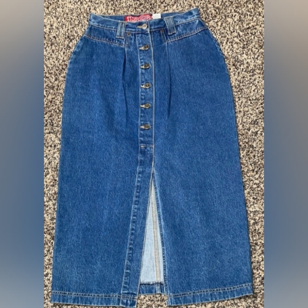 Vintage Y2K Femme Fatale No Excuses Denim Midi Skirt Sz 7/8 | NWOT